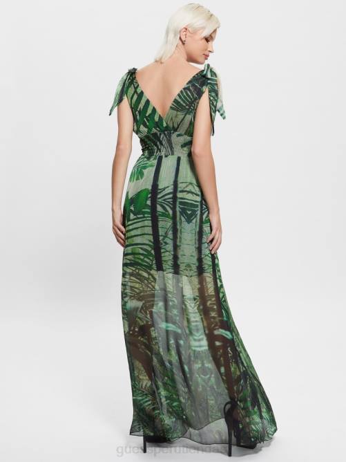 GUESS vestido largo Venus fruncido mujer 0P8X607 selva tropical vestir