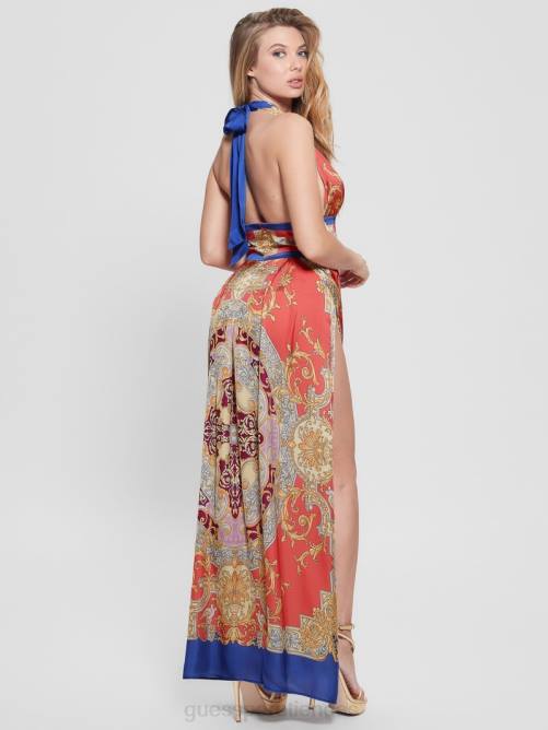 GUESS vestido largo capuchino mujer 0P8X337 rosa barroco vestir