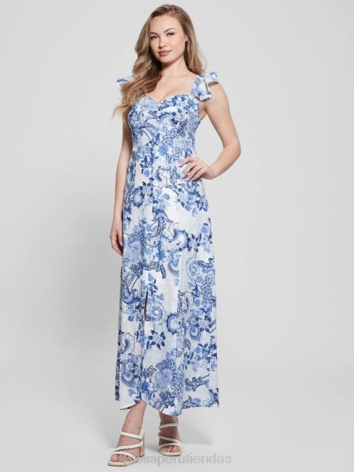 GUESS vestido largo con rosas ecológicas mujer 0P8X556 coleccionables azules vestir