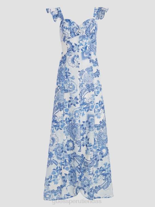 GUESS vestido largo con rosas ecológicas mujer 0P8X556 coleccionables azules vestir