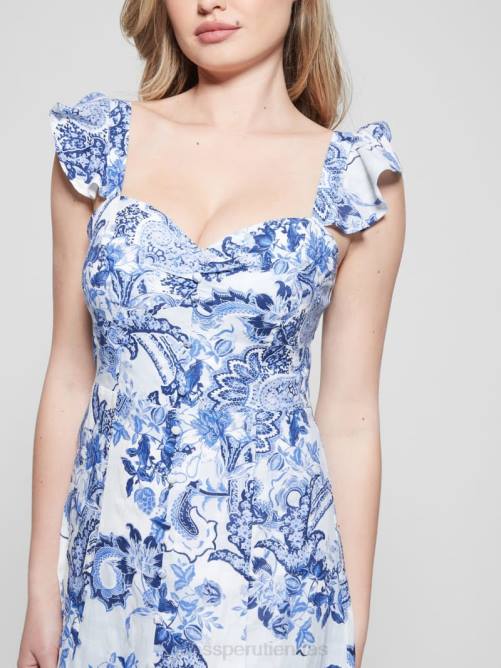GUESS vestido largo con rosas ecológicas mujer 0P8X556 coleccionables azules vestir