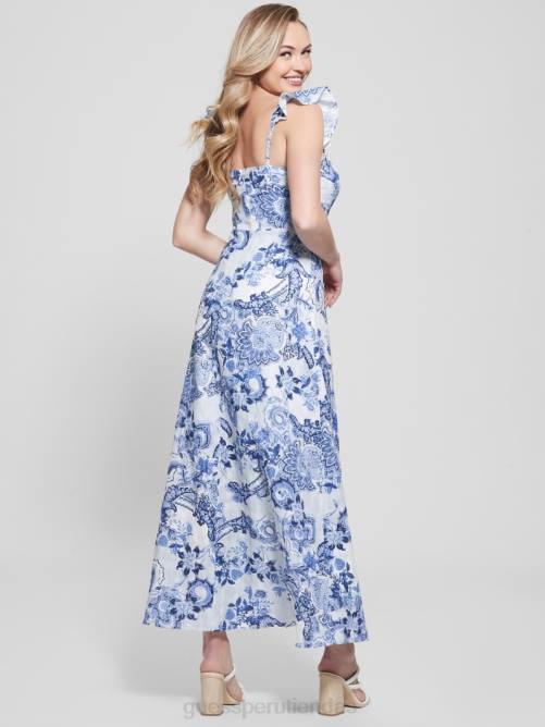 GUESS vestido largo con rosas ecológicas mujer 0P8X556 coleccionables azules vestir