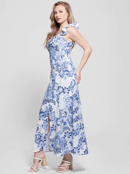 GUESS vestido largo con rosas ecológicas mujer 0P8X556 coleccionables azules vestir