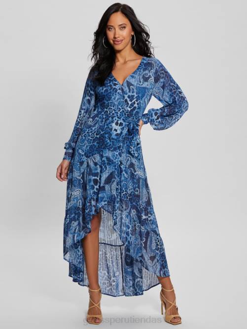 GUESS vestido largo cruzado eco nuovo bahia mujer 0P8X314 Cachemira del mar nórdico vestir
