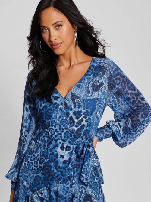 GUESS vestido largo cruzado eco nuovo bahia mujer 0P8X314 Cachemira del mar nórdico vestir