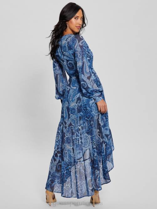 GUESS vestido largo cruzado eco nuovo bahia mujer 0P8X314 Cachemira del mar nórdico vestir