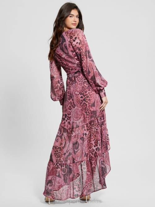GUESS vestido largo cruzado eco nuovo bahia mujer 0P8X326 estampado de cachemira morado vestir