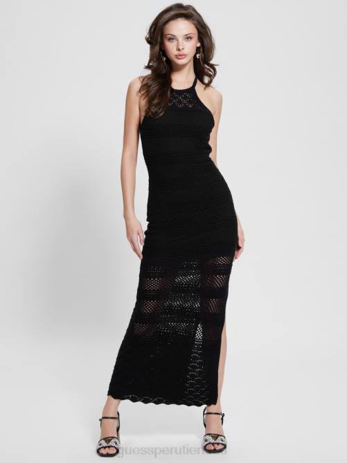 GUESS vestido largo de crochet amelie mujer 0P8X346 negro vestir