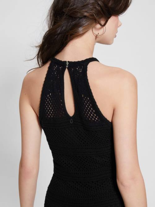 GUESS vestido largo de crochet amelie mujer 0P8X346 negro vestir