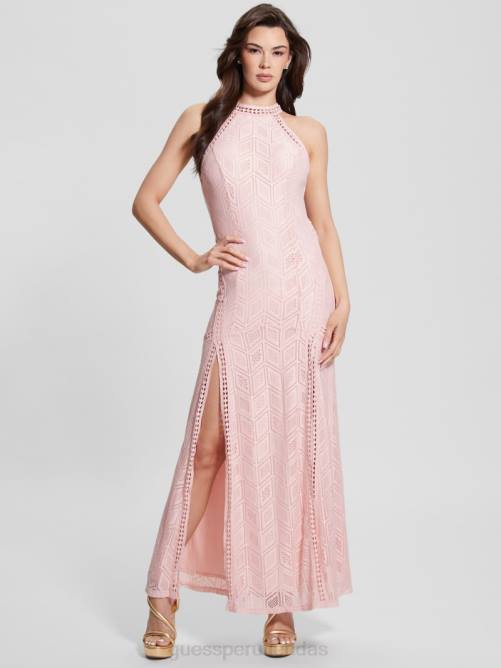 GUESS vestido largo de encaje al atardecer mujer 0P8X468 rubor brisa multi vestir
