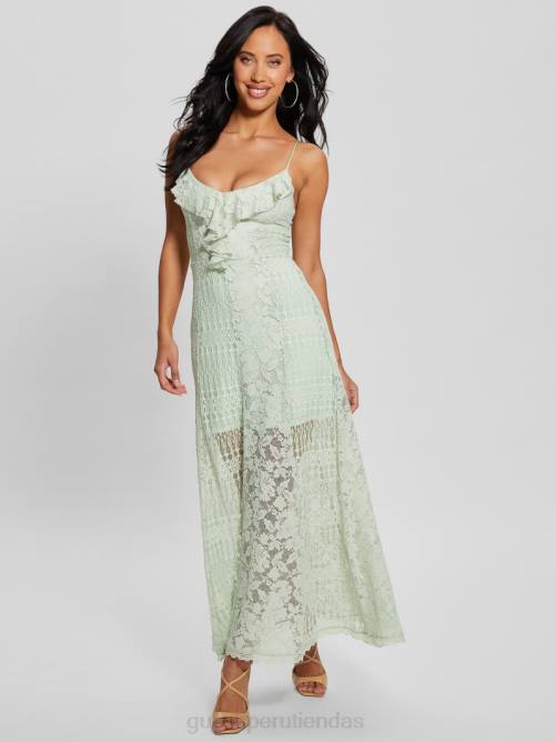 GUESS vestido largo de encaje kellie mujer 0P8X309 helecho polvoriento multi vestir