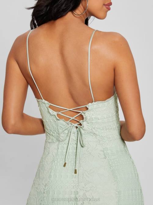 GUESS vestido largo de encaje kellie mujer 0P8X309 helecho polvoriento multi vestir