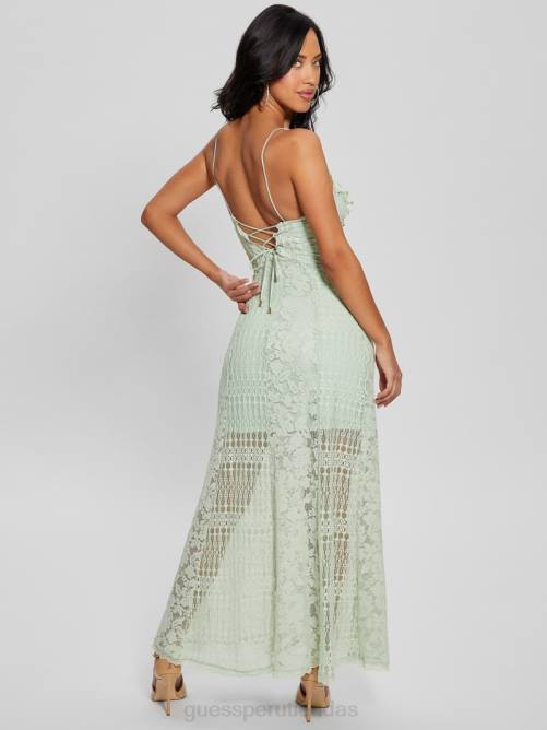 GUESS vestido largo de encaje kellie mujer 0P8X309 helecho polvoriento multi vestir
