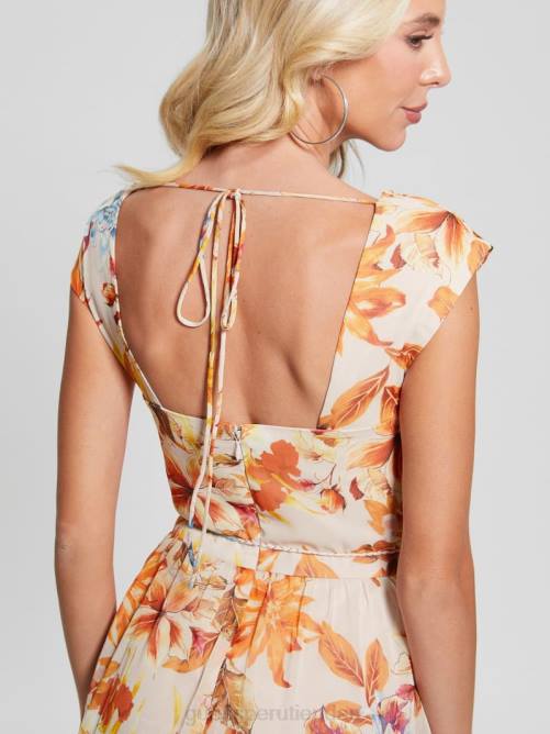 GUESS vestido largo de gasa eco gilda mujer 0P8X401 jardín al atardecer vestir