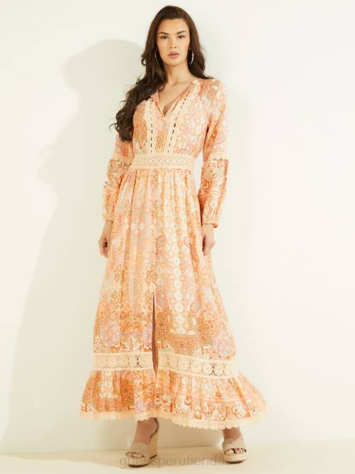 GUESS vestido largo de laurel mujer 0P8X880 estampado paisley paz vestir