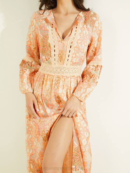 GUESS vestido largo de laurel mujer 0P8X880 estampado paisley paz vestir