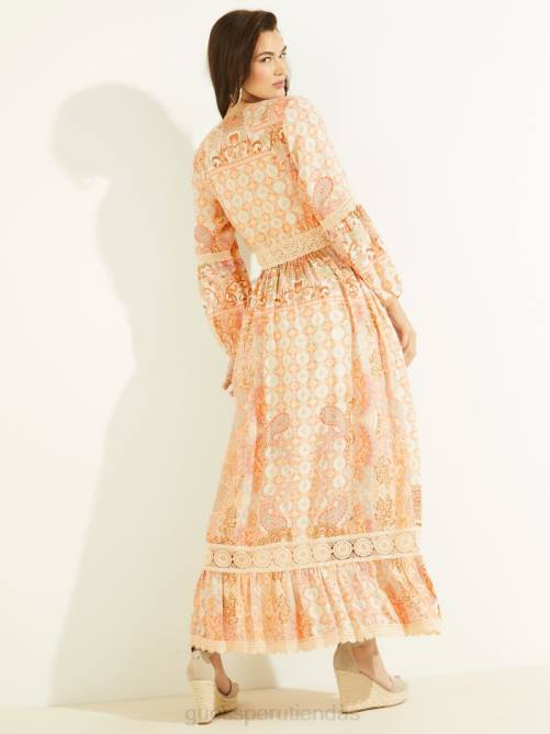 GUESS vestido largo de laurel mujer 0P8X880 estampado paisley paz vestir