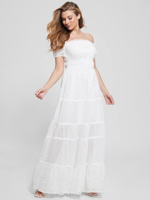 GUESS vestido largo eco zena mujer 0P8X332 blanco puro vestir