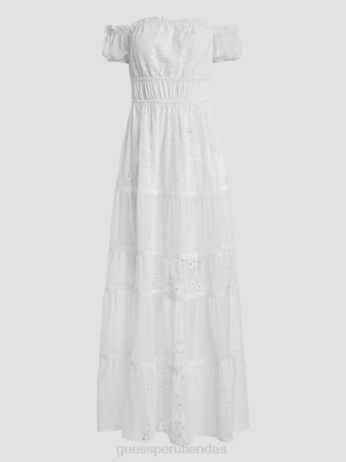 GUESS vestido largo eco zena mujer 0P8X332 blanco puro vestir