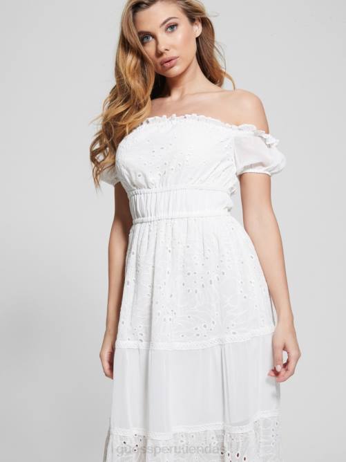 GUESS vestido largo eco zena mujer 0P8X332 blanco puro vestir