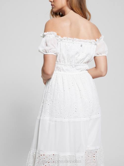 GUESS vestido largo eco zena mujer 0P8X332 blanco puro vestir