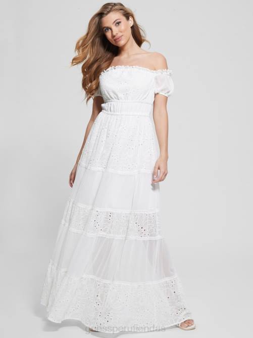 GUESS vestido largo eco zena mujer 0P8X332 blanco puro vestir