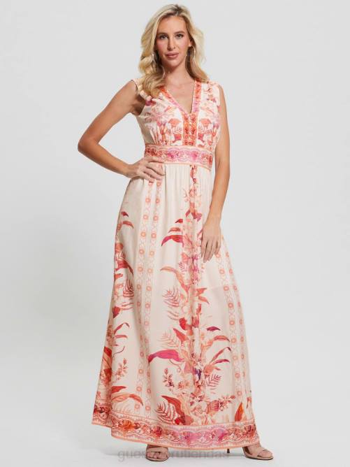 GUESS vestido largo gisel estampado mujer 0P8X435 romance recuperado vestir