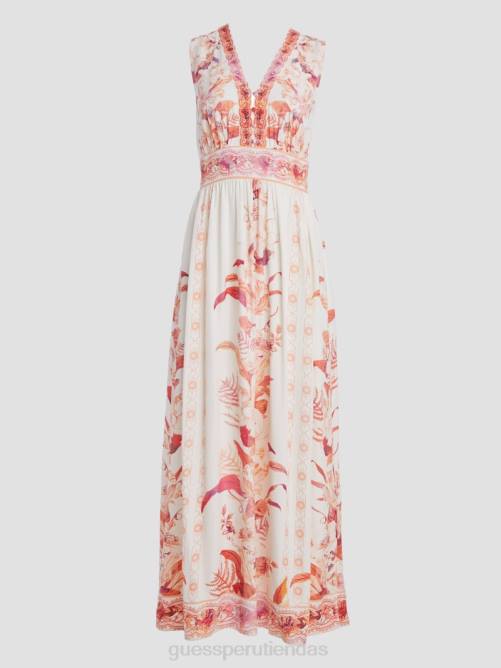 GUESS vestido largo gisel estampado mujer 0P8X435 romance recuperado vestir