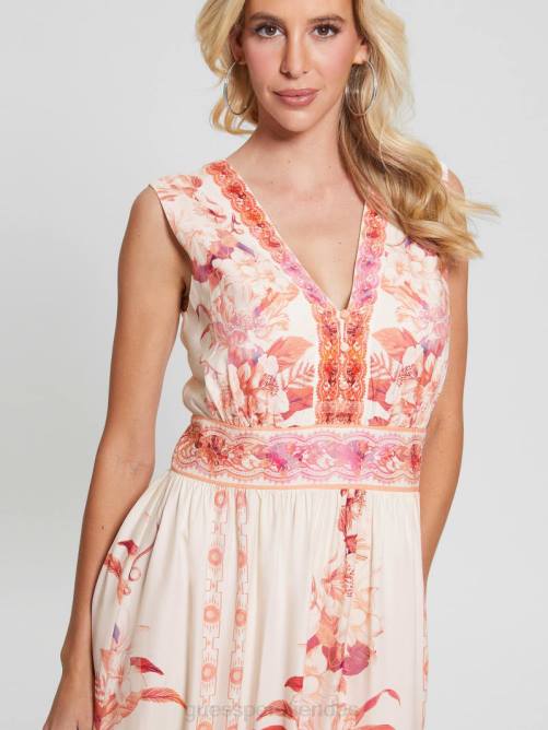 GUESS vestido largo gisel estampado mujer 0P8X435 romance recuperado vestir