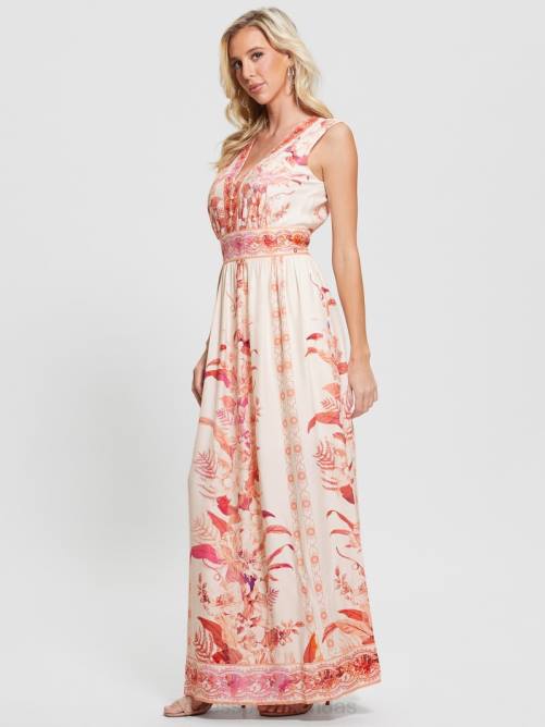 GUESS vestido largo gisel estampado mujer 0P8X435 romance recuperado vestir