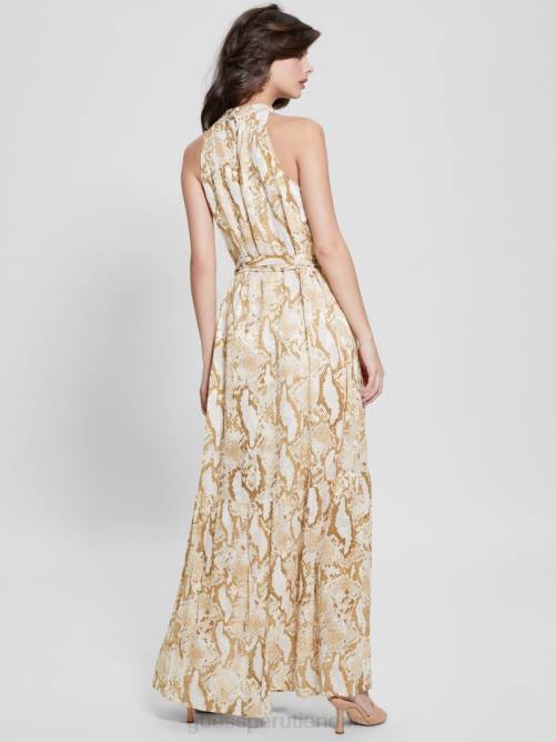 GUESS vestido largo katia con cuello halter mujer 0P8X477 serpiente errante vestir