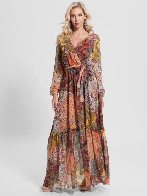 GUESS vestido largo oriana mujer 0P8X774 estampado de campos paisley vestir