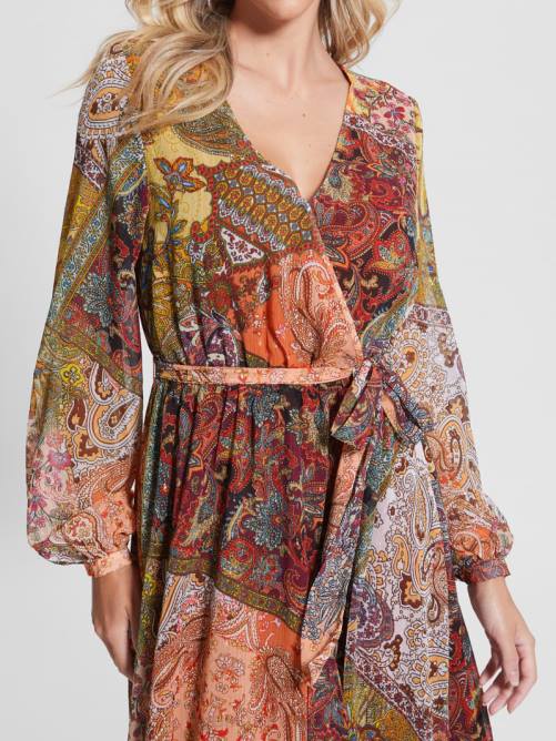GUESS vestido largo oriana mujer 0P8X774 estampado de campos paisley vestir