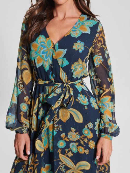 GUESS vestido largo oriana mujer 0P8X792 impresión de niña de la naturaleza vestir