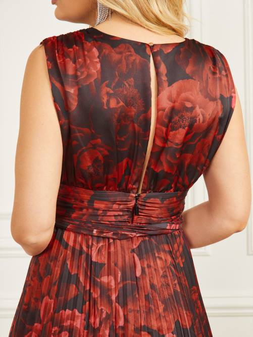 GUESS vestido largo plisado annika mujer 0P8X823 estampado de flor de la pasión vestir