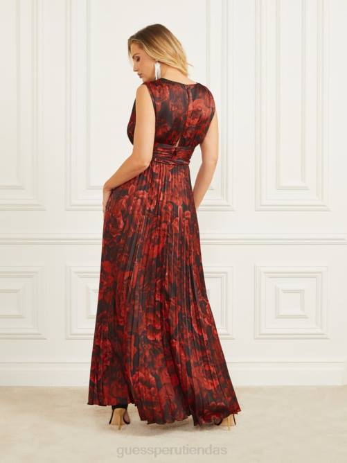 GUESS vestido largo plisado annika mujer 0P8X823 estampado de flor de la pasión vestir