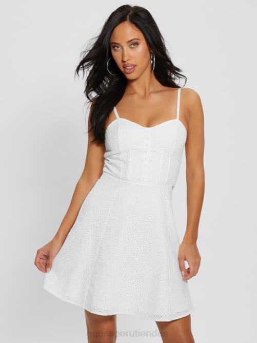GUESS vestido lena con ojales mujer 0P8X352 blanco puro vestir