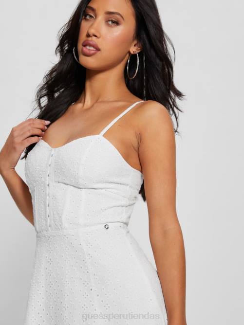 GUESS vestido lena con ojales mujer 0P8X352 blanco puro vestir