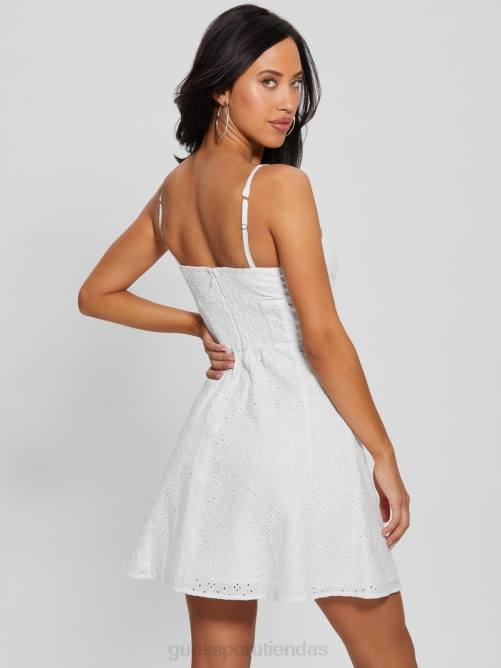 GUESS vestido lena con ojales mujer 0P8X352 blanco puro vestir