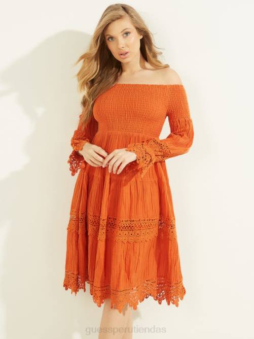 GUESS vestido ámbar con hombros descubiertos mujer 0P8X729 resplandor dorado multi vestir