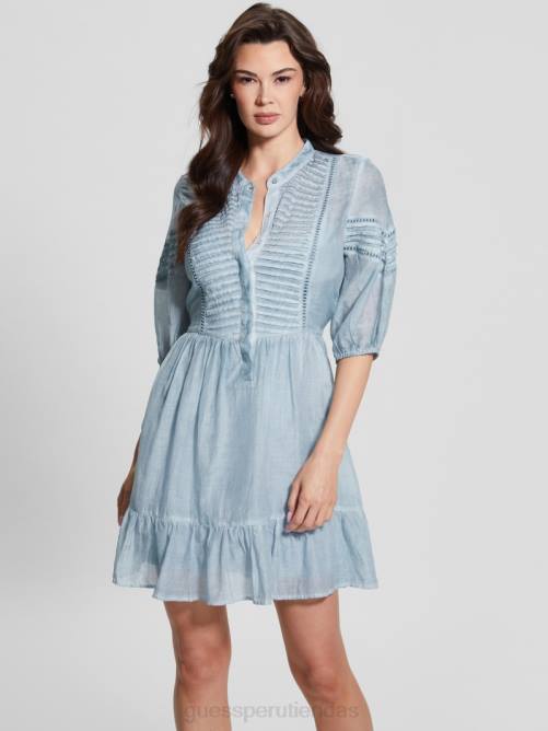 GUESS vestido mia en mezcla de seda mujer 0P8X363 coronado azul multi vestir