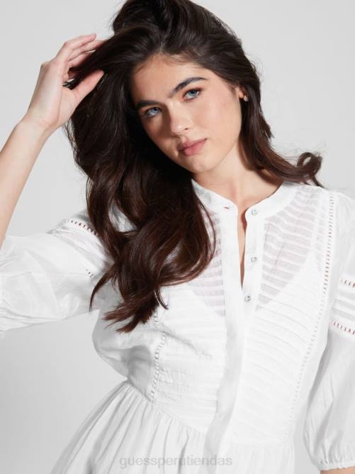 GUESS vestido mia en mezcla de seda mujer 0P8X467 blanco puro vestir