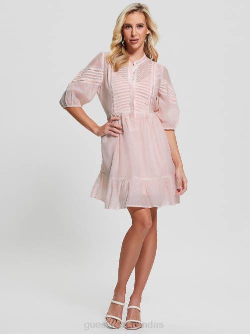 GUESS vestido mia en mezcla de seda mujer 0P8X501 calma rosa multi vestir