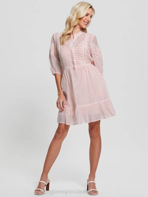 GUESS vestido mia en mezcla de seda mujer 0P8X501 calma rosa multi vestir