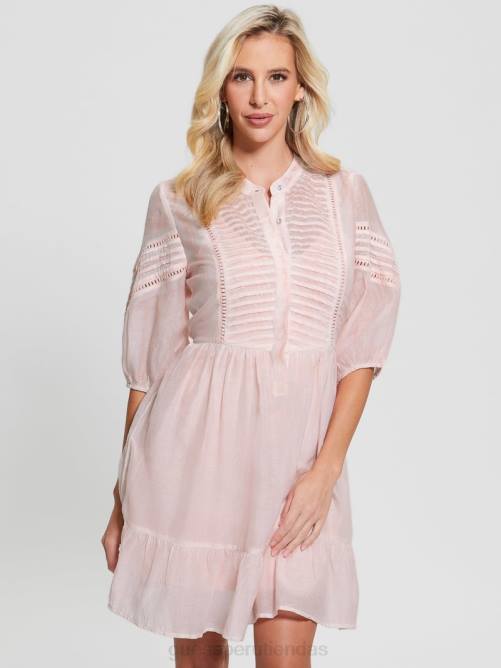 GUESS vestido mia en mezcla de seda mujer 0P8X501 calma rosa multi vestir