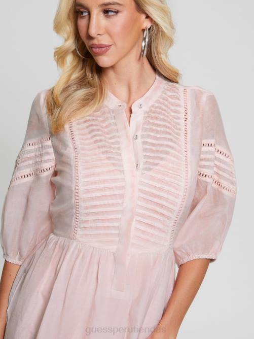 GUESS vestido mia en mezcla de seda mujer 0P8X501 calma rosa multi vestir