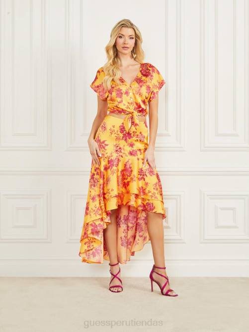 GUESS vestido midi emaya mujer 0P8X529 impresión del Edén vestir