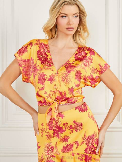 GUESS vestido midi emaya mujer 0P8X529 impresión del Edén vestir
