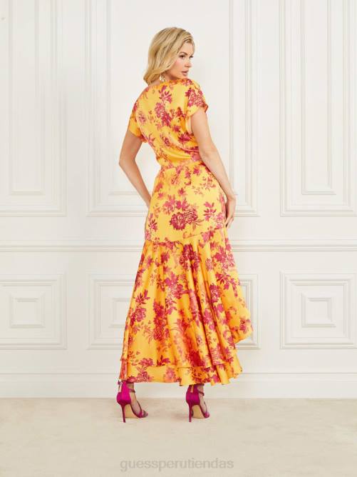 GUESS vestido midi emaya mujer 0P8X529 impresión del Edén vestir