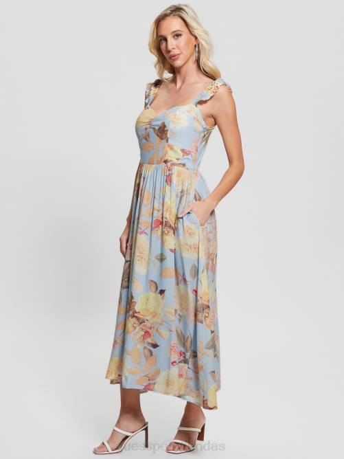 GUESS vestido midi susana mujer 0P8X451 flor de durazno vestir